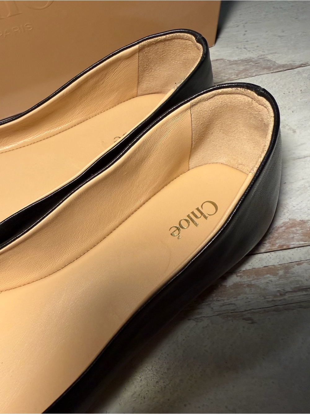Chloe Black Leather Ballet Flats with Gold Hardware Sz40 or US9 - Picture 3 of 5